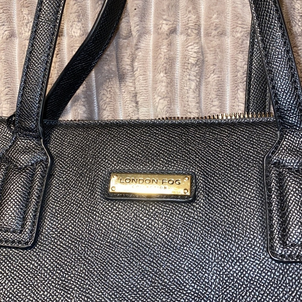 London fog black bag shoulder bag with ribbon multi pocket medium size - Picture 2 of 8